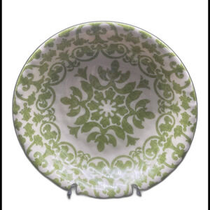Pier 1 Large 13.5” GREEN Scroll Melamine Pasta Fruit Salad Serving Bowl